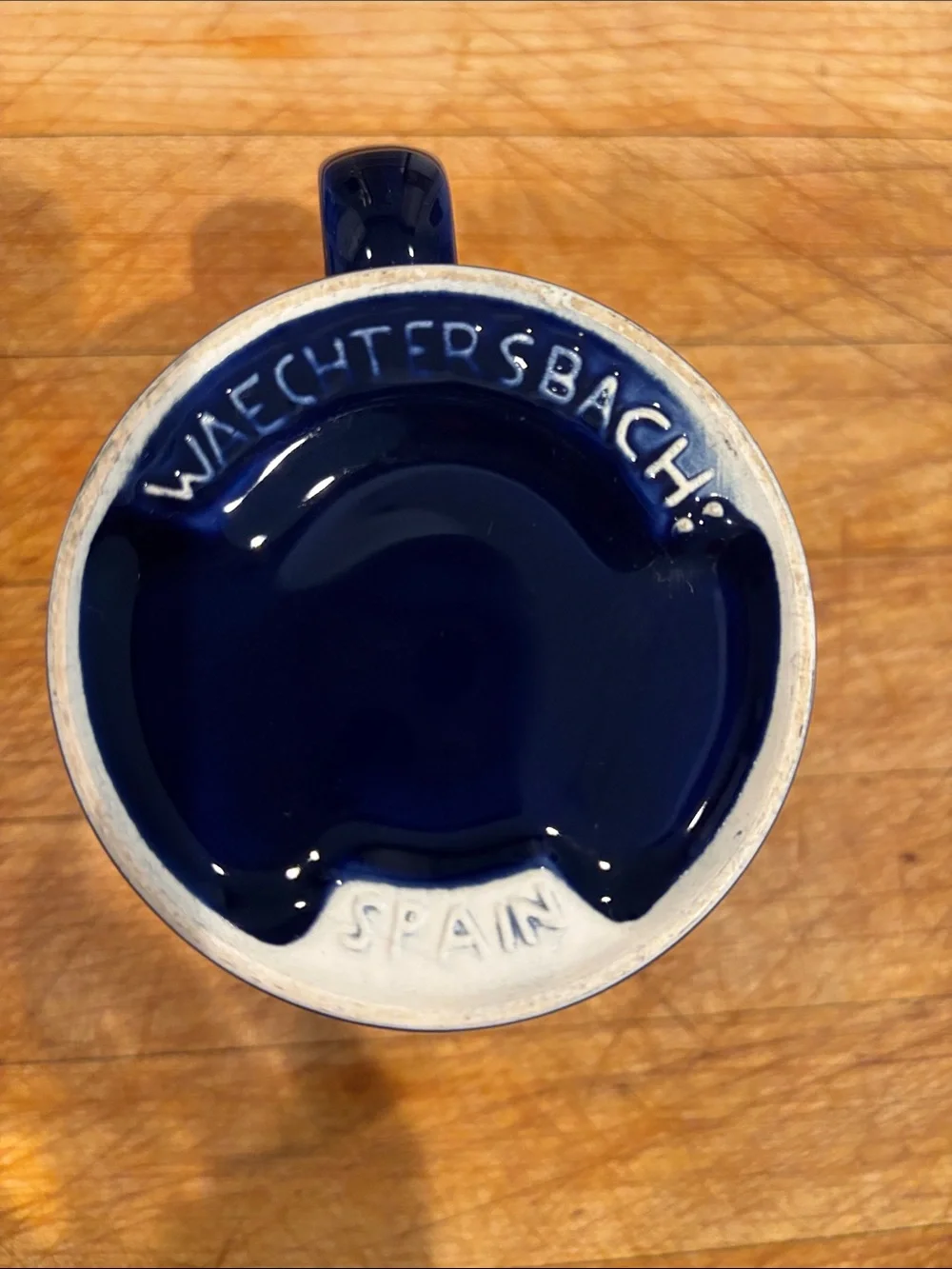 Waechtersbach from Spain Hand Painted 12 oz Mug -Navy Blue Cat sitting in Window